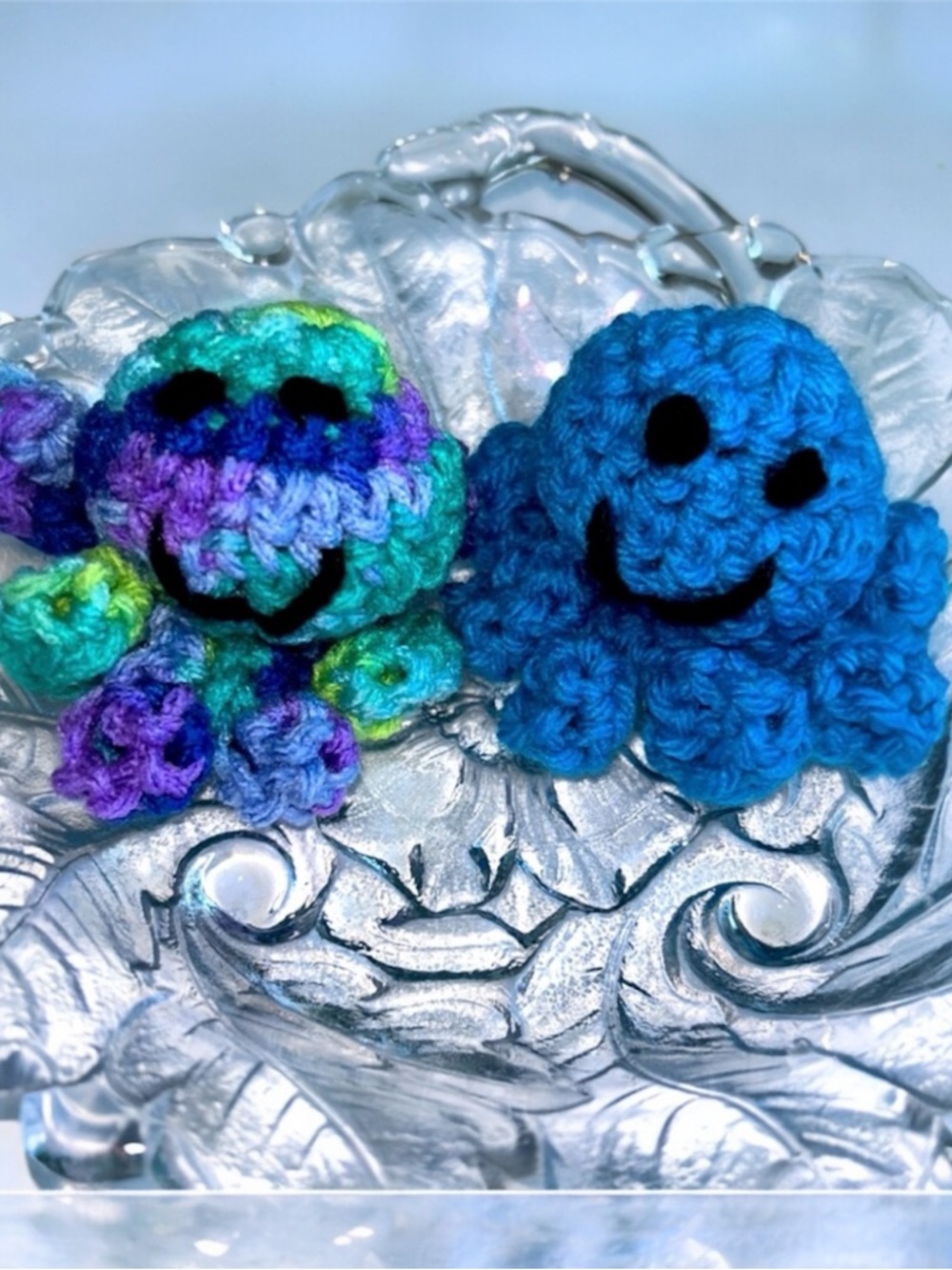 HAND CRAFTED Crochet Organic Catnip Colorful Two Octopus Interactive Cat Toys
